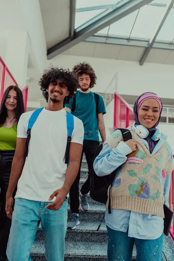 group-diverse-students-including-african-american-man-muslim-girl-wearing-hijab-walk-together-modern-288997039